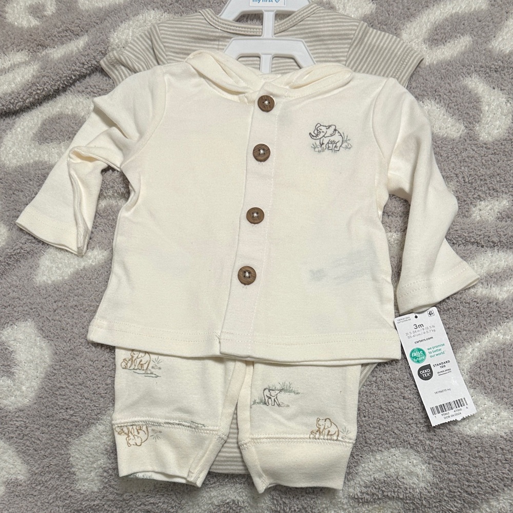 Carter's Cream and Brown Kids Matching Set